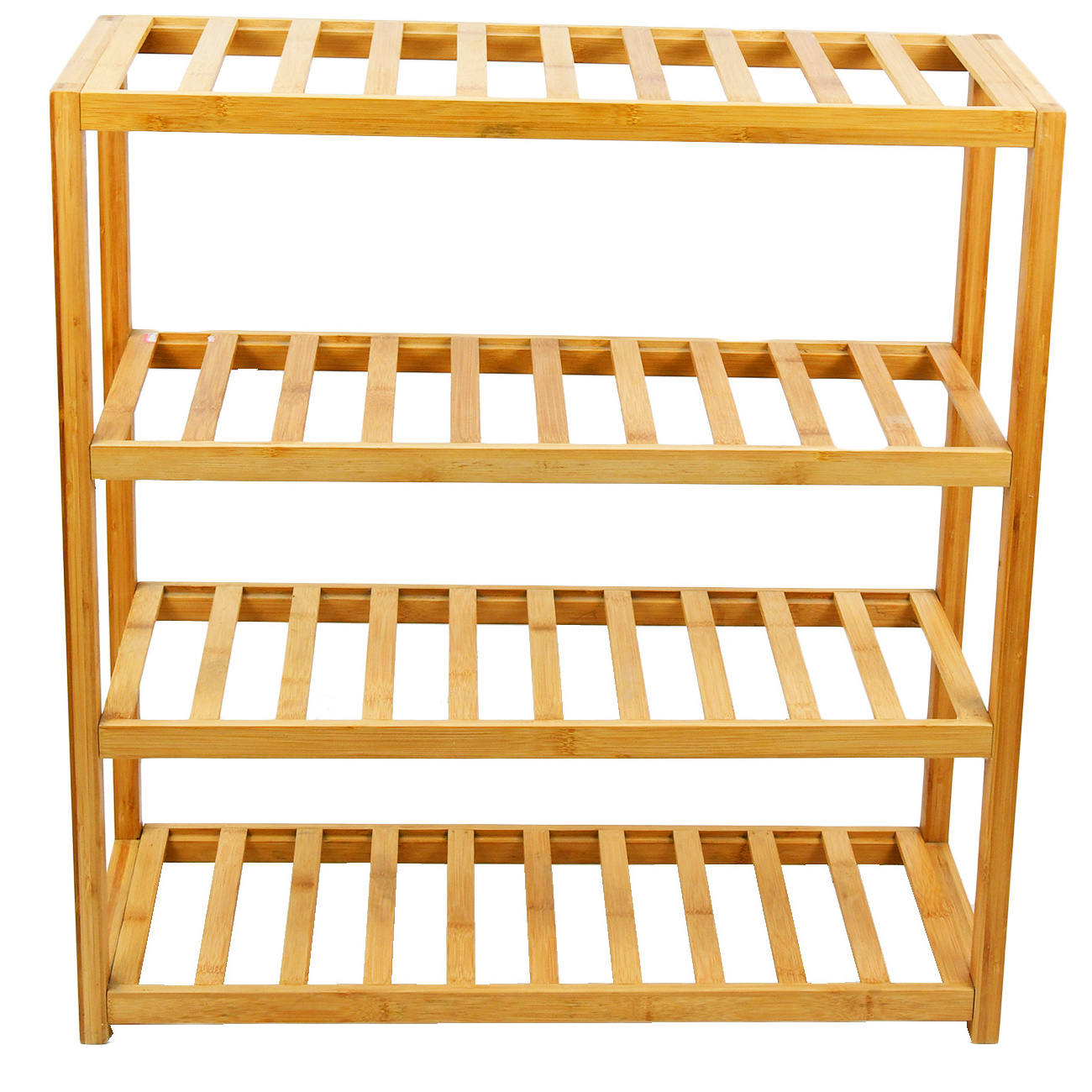 4-Tier Free Standing Wooden Shoe Display Shelf Storage Organizer Bamboo Shoe Rack for Bedroom Hallway Closet