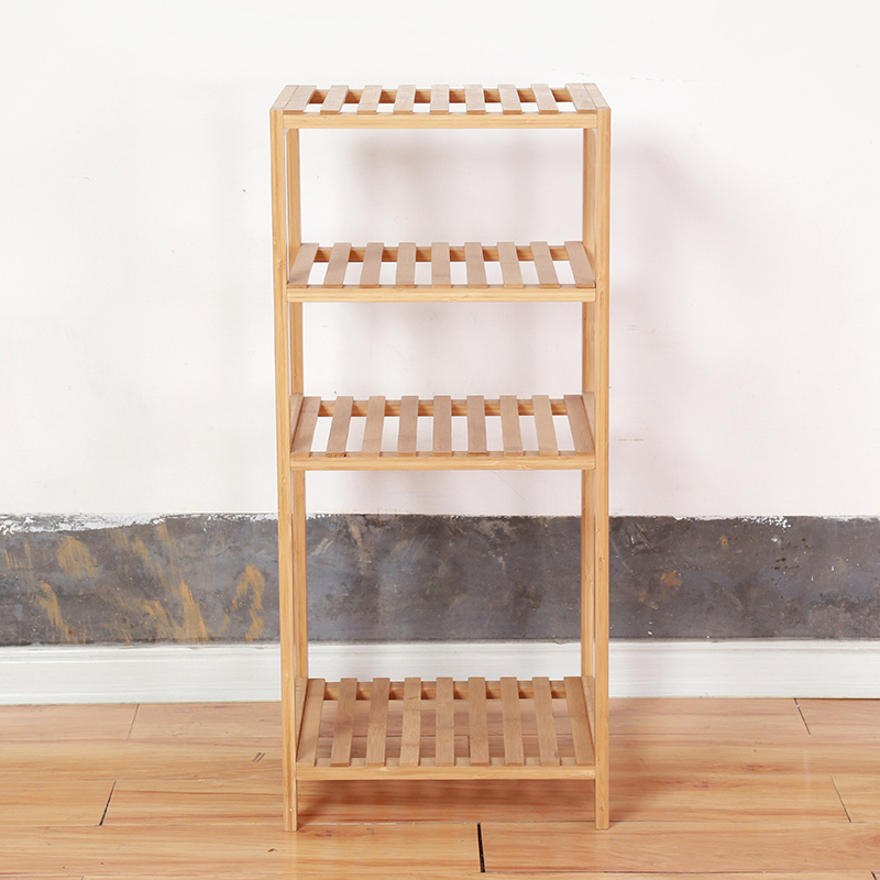 Bamboo Storage Shelf For Kitchen 4 Tier Bamboo Shelf Bamboo Bathroom Shelf Narrow Shelving Unit Storage Rack,