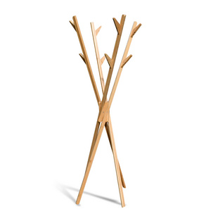 Custom Wooden Freestanding  Coat Hangers Racks with 8 Hooks for Bags Scarfs Hats Sturdy Wooden Coat Rack Stand