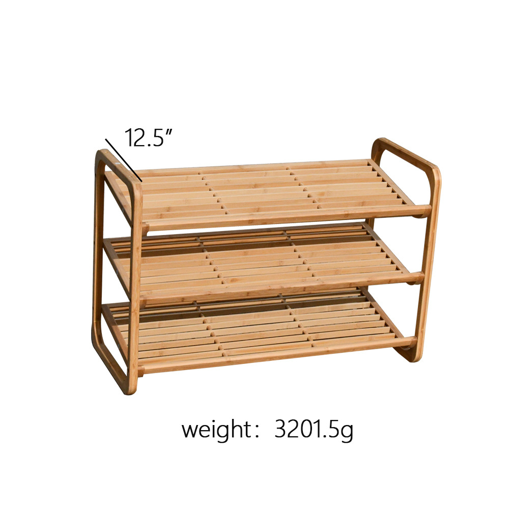 Youlike Factory Direct Wholesale Natural Bamboo Modern 3 Tiers Shoe Rack, Freestanding Large Capacity Shoe Storage Organizer