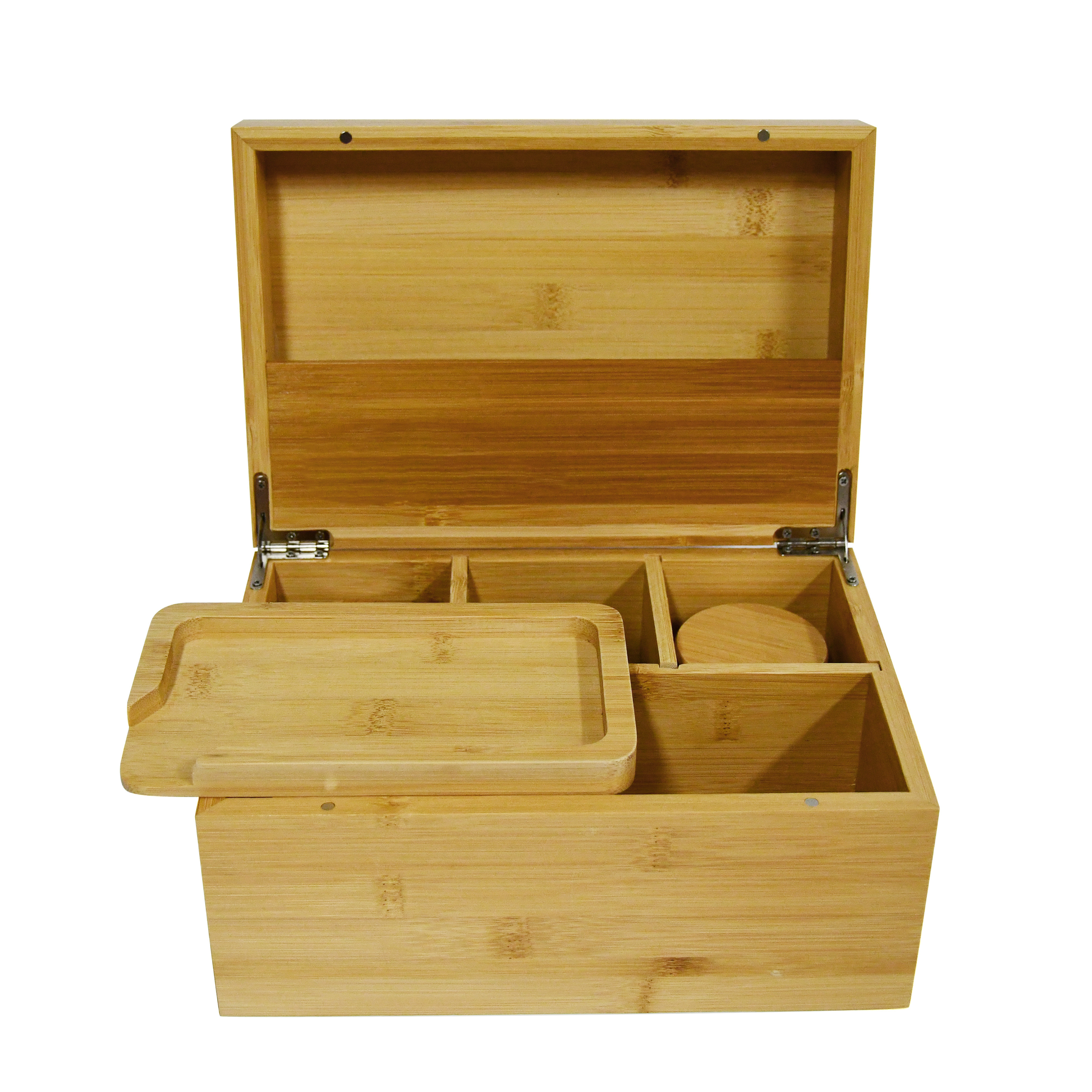 Large Bzz Box (Bamboo Stash Box) with Lock for Herbs and Pharmaceuticals Smell Proof Optional Stash Jars