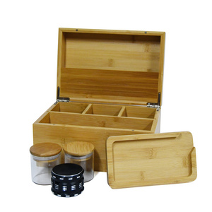 Large Bzz Box (Bamboo Stash Box) with Lock for Herbs and Pharmaceuticals Smell Proof Optional Stash Jars