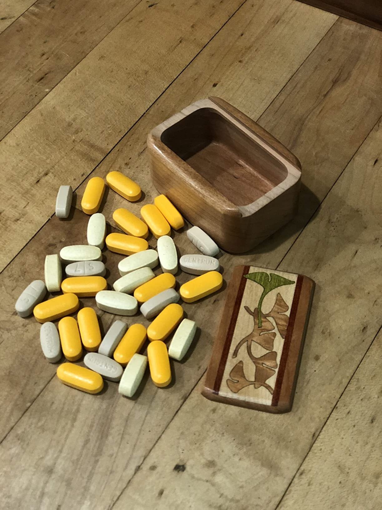 Bamboo Weekly Pill Box 7 Days Tablet Organizer Storage Boxes & Bins for Vitamins Pills Supplements