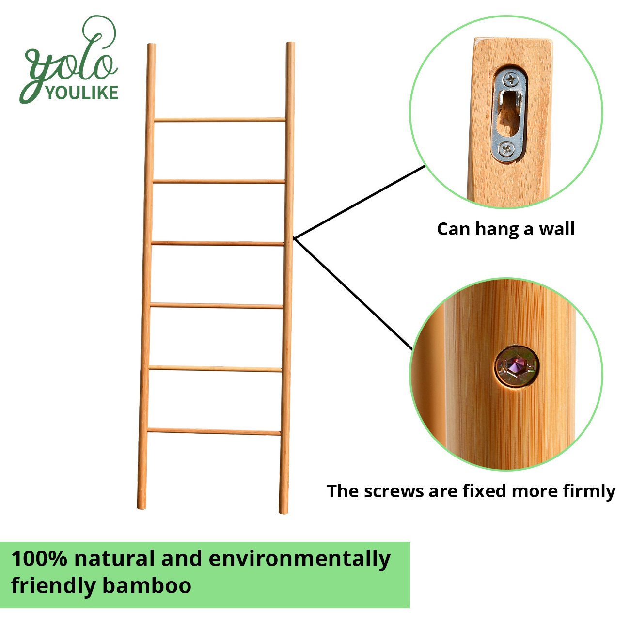 Wall Leaning Bamboo Towel Ladder Wooden Blanket Rack Decorative For Bathroom Bedroom Laundry Room