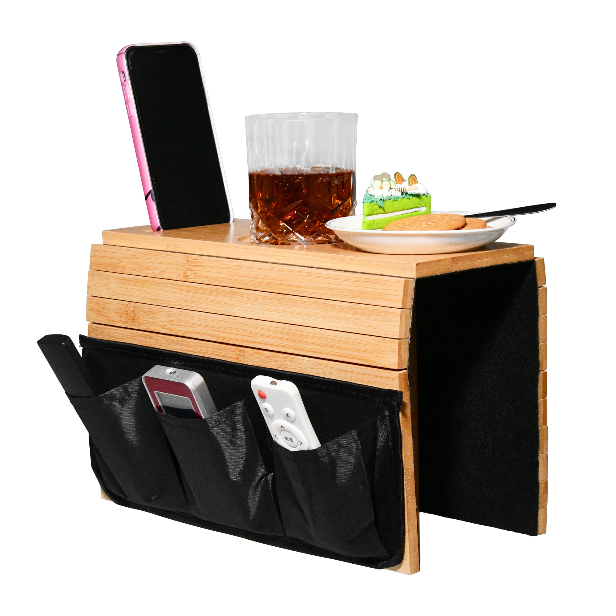 Youlike Sofa Arm Rest Tray Table Bamboo Couch Flexible Foldable Cup Holder Perfect For Drinks Snacks