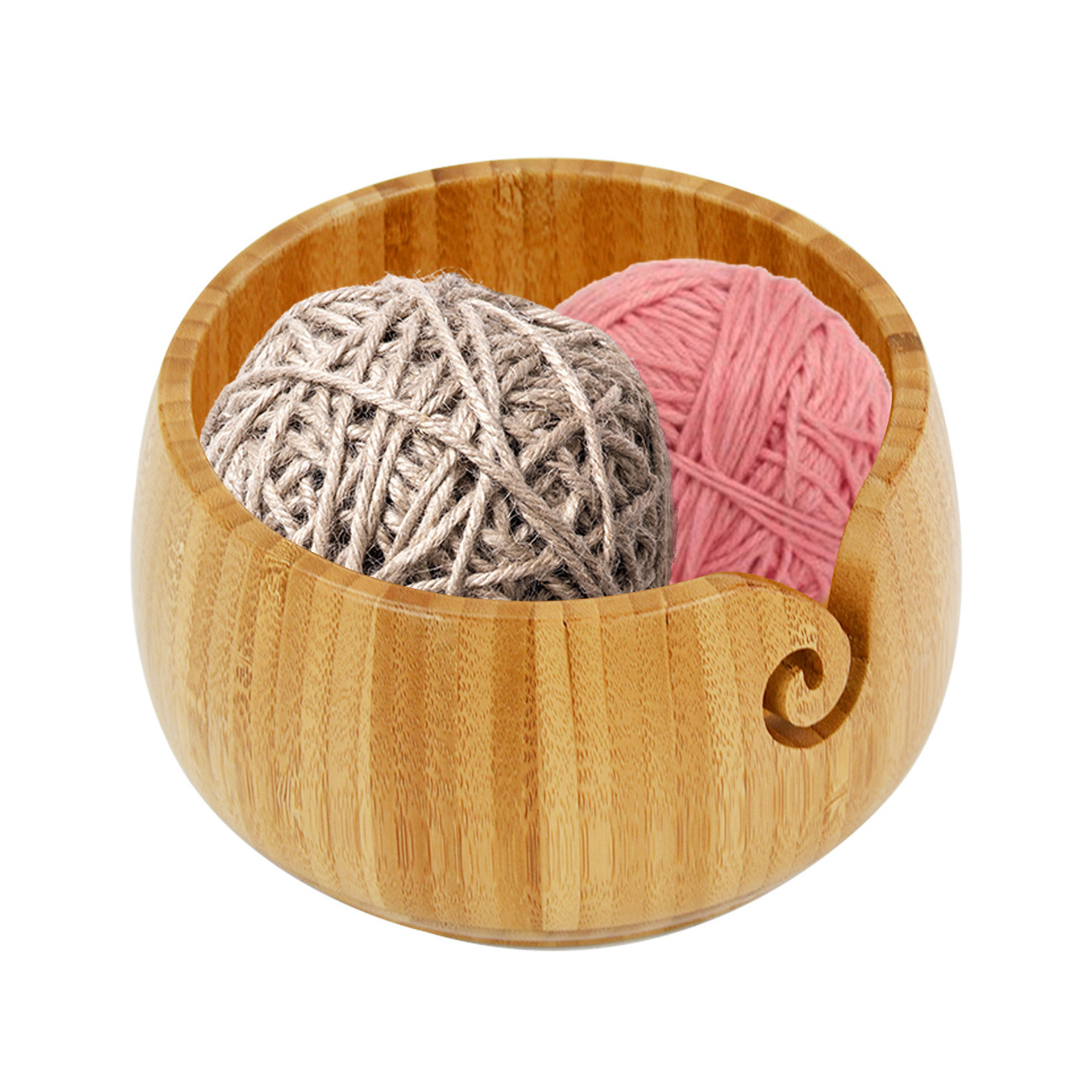 Handmade Wooden Yarn Bowls for Knitting and Crocheting Customized Knitting Bowl with No-slip Pad