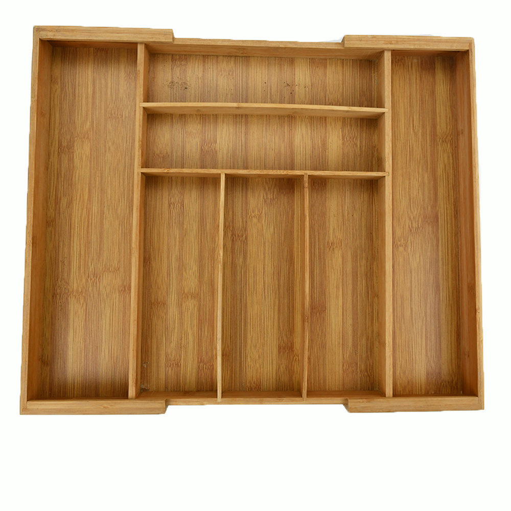 Expandable Kitchen Cabinet Organizer Bamboo Silverware Drawer Organiser Wooden Kitchen Utensil Holder and Cutlery Tray