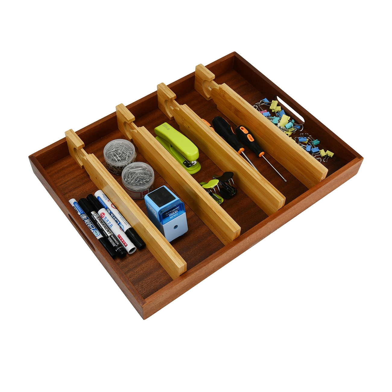 Kitchen Accessories Organizer Acrylic Plastic 4 Pack Adjustable Bamboo Drawer Dividers With 6 Inserts High Organizers