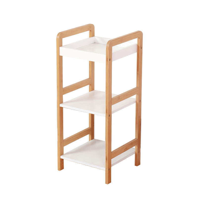 High Quality Custom 3 Tier Bamboo Corner Display Shelf Storage Rack with Tray for Kitchen