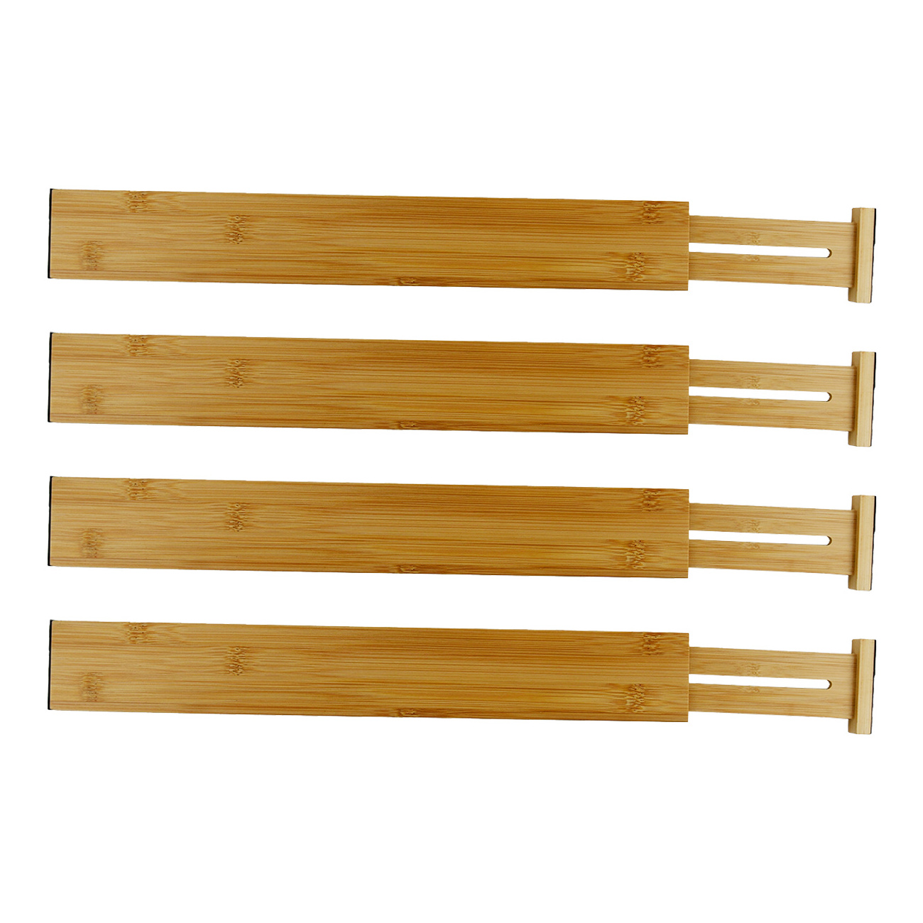 Extendable Bamboo Cutlery Drawer Divider Organizer Set of 4 Kitchen Utensil Separators Organization Wooden Dividing Strips