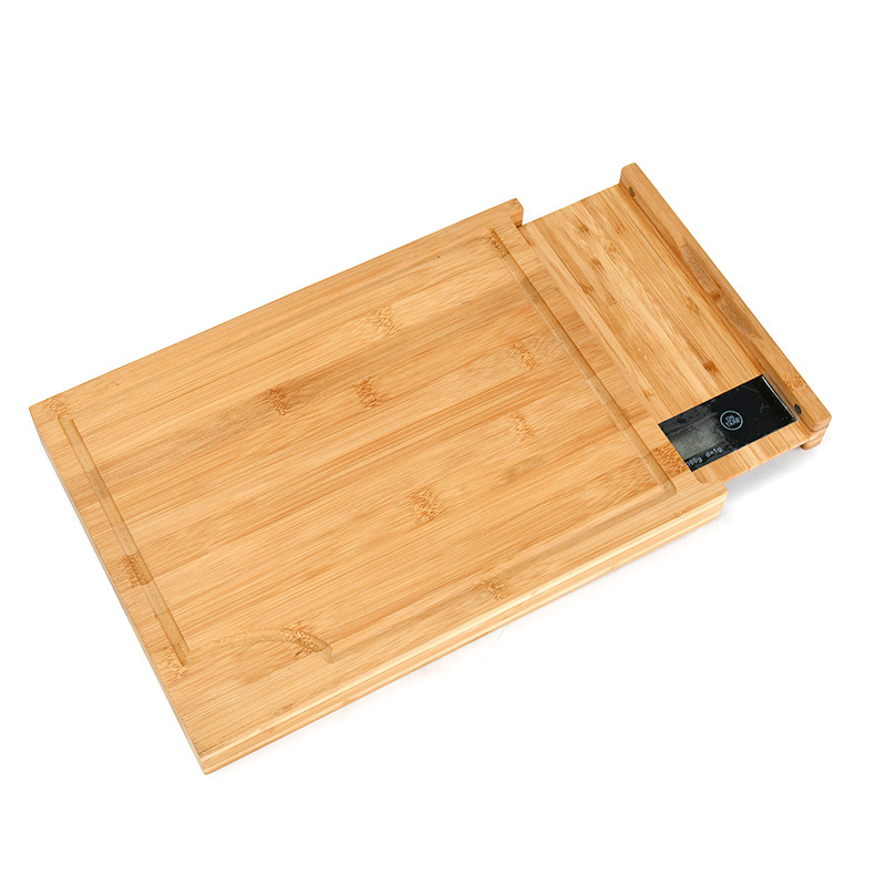 Kitchen Wooden Chopping Block Cutting Boards & Tray Bamboo Smart Cut Board with Removable Food Scale Digital