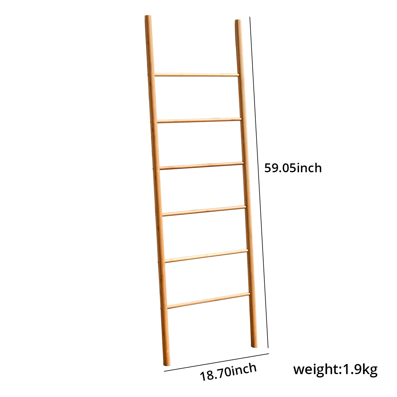 Wall Leaning Bamboo Towel Ladder Wooden Blanket Rack Decorative For Bathroom Bedroom Laundry Room