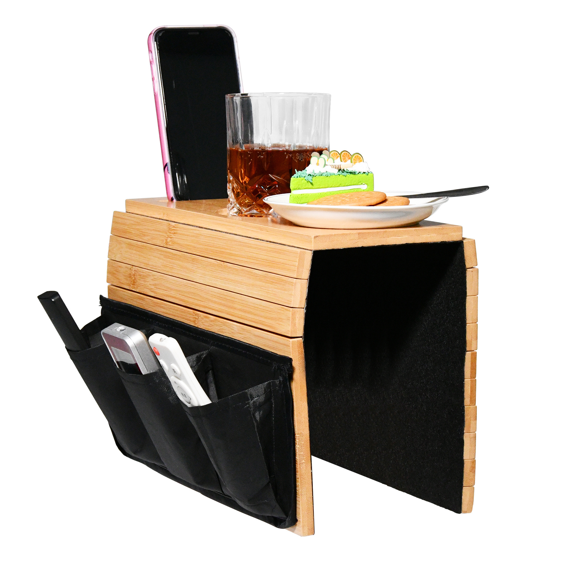 Youlike Sofa Arm Rest Tray Table Bamboo Couch Flexible Foldable Cup Holder Perfect For Drinks Snacks