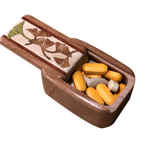 Bamboo Weekly Pill Box 7 Days Tablet Organizer Storage Boxes & Bins for Vitamins Pills Supplements