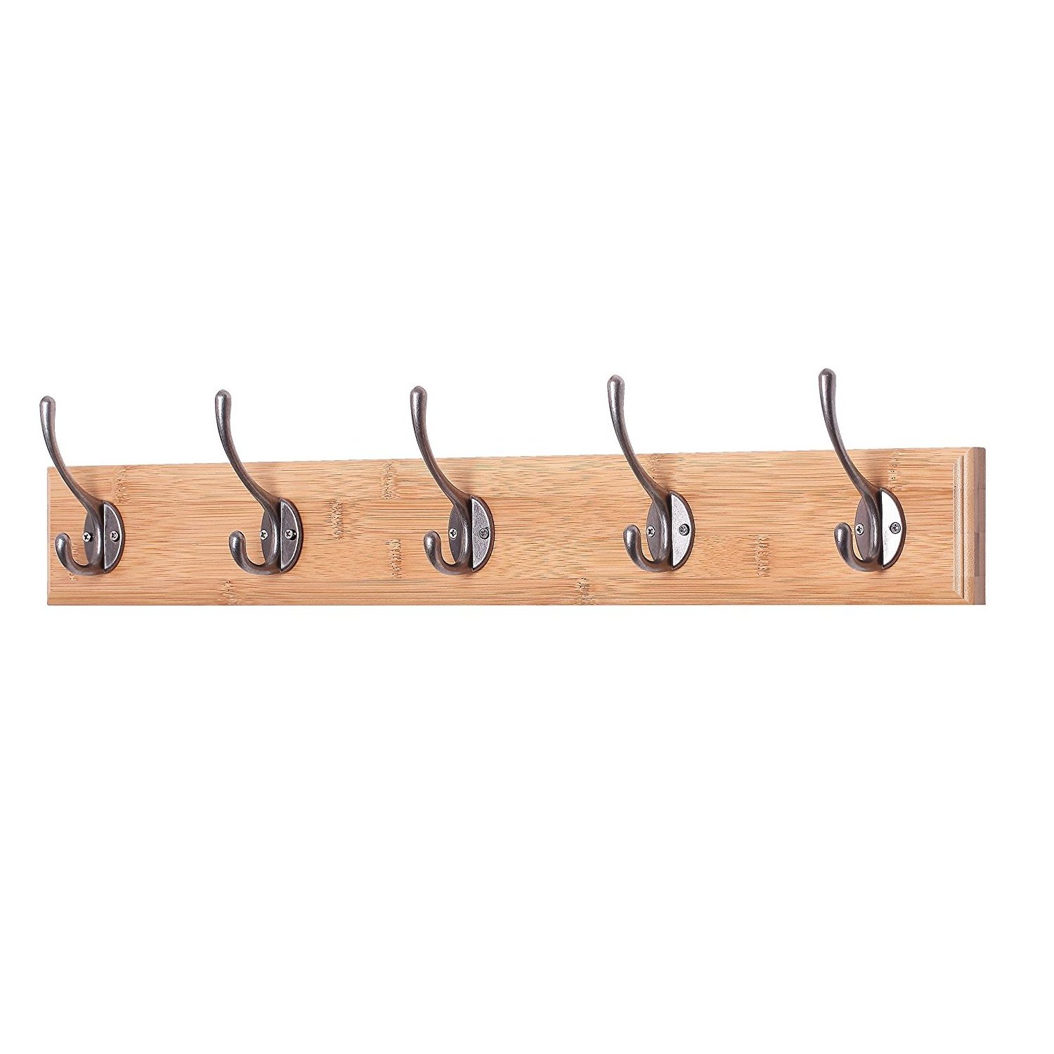 Heavy Duty Bamboo Wall Mounted Bathroom Kitchen Towel Rack Coat Hanger Wall Coat Rack with 5 Hooks