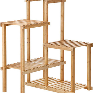 Bamboo 5 Tier Plant Stand Rack Multiple Flower Pot Holder Shelf Indoor Outdoor Planter Display shelving for Patio