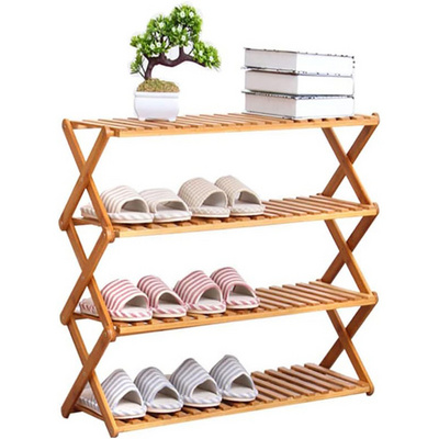 Free Standing Multifunctional Storage Organizer 4 Tier Shoe Shelf Entryway Shoes Organizer Folding Shoe Rack