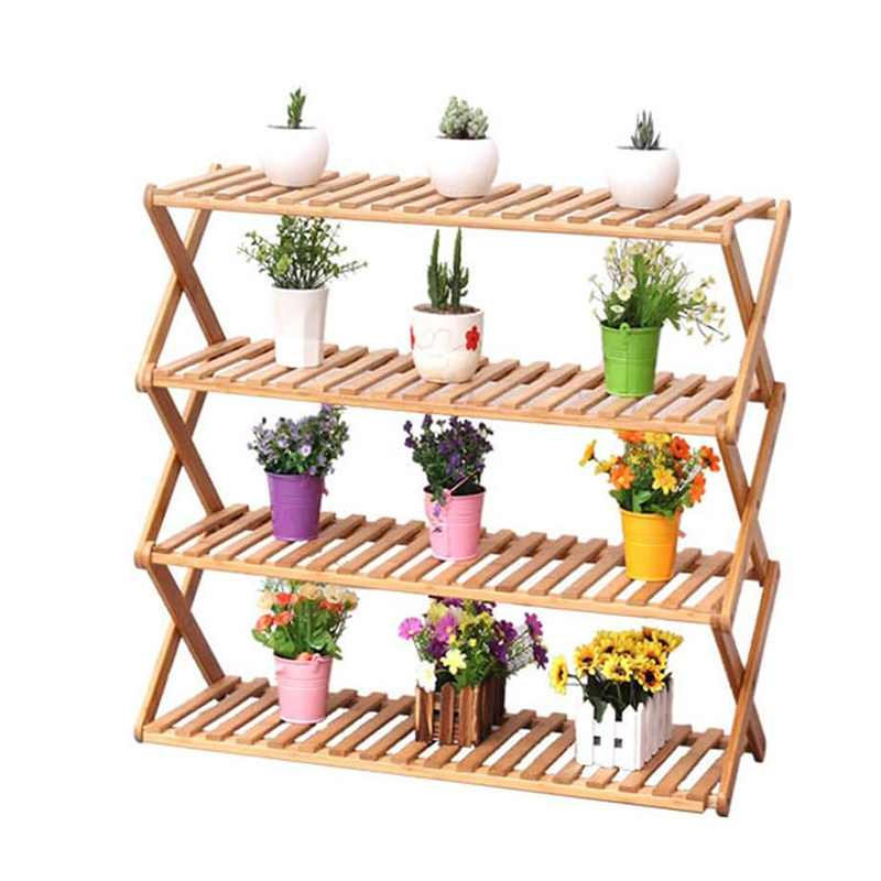 Free Standing Multifunctional Storage Organizer 4 Tier Shoe Shelf Entryway Shoes Organizer Folding Shoe Rack