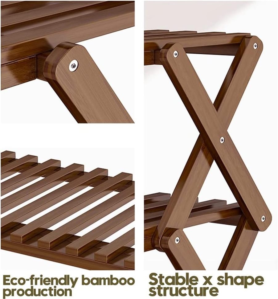 Collapsible bamboo shoe rack 4-layer shoe rack suitable for entrance