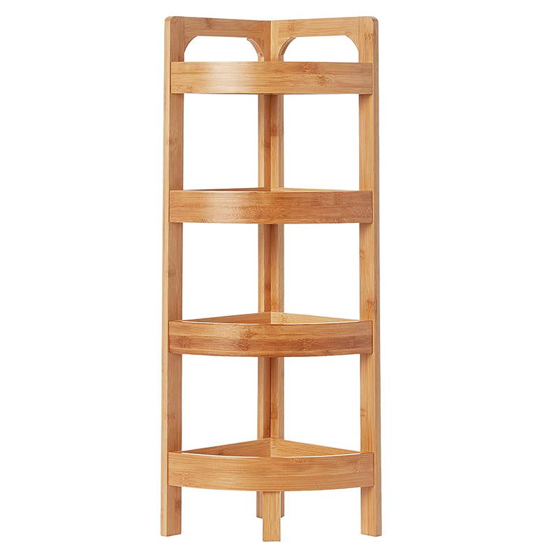 Home Decor Multipurpose Bamboo Bathroom Storage Shelving Unit 4 Tier Corner Shelf Rack