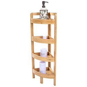 Home Decor Multipurpose Bamboo Bathroom Storage Shelving Unit 4 Tier Corner Shelf Rack