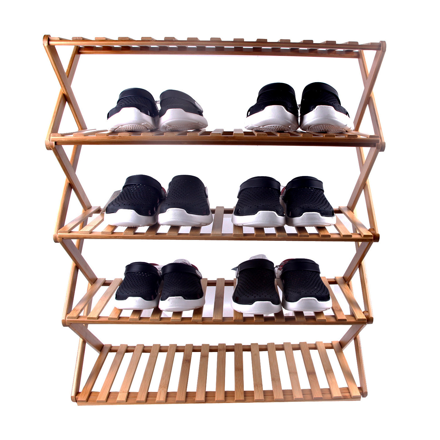 Multifunctional Entryways Storage Organizer Free Standing Plant Display Shelf Stand 5 Tiers Foldable Shoe Rack