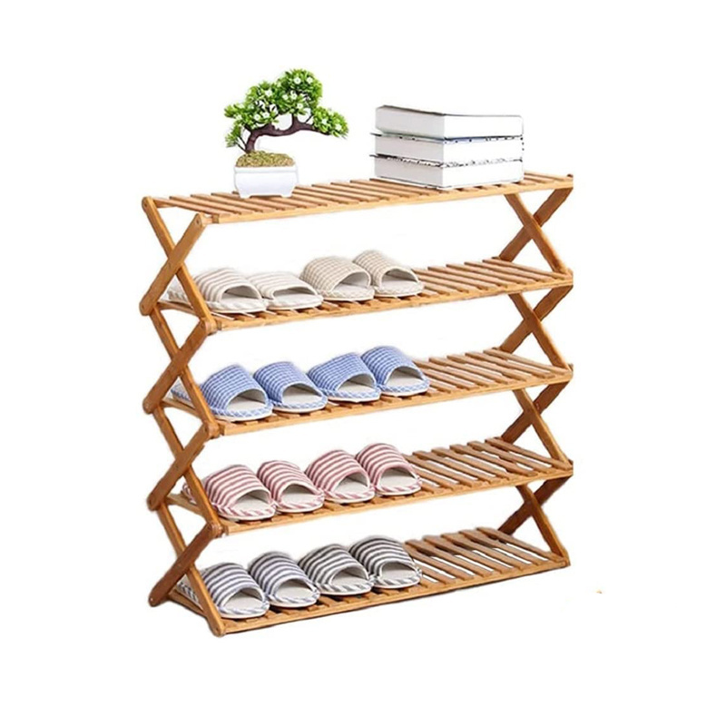 Multifunctional Entryways Storage Organizer Free Standing Plant Display Shelf Stand 5 Tiers Foldable Shoe Rack