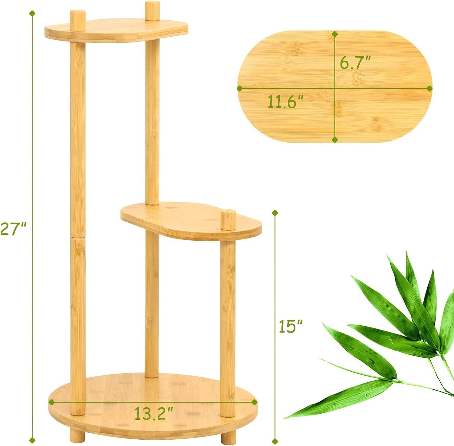 Wholesale Bamboo 3 Tiers Plant Shelf Indoor Garden Plant Stand 3 Tier Plant Stand