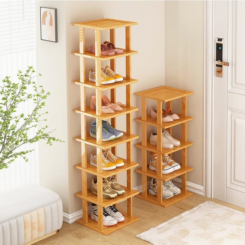 New Design Multi-layer Vertical Bamboo Shoe Organizer Display Shelf for Entryway Space Saving Corner Shoe Rack