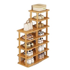 Modern Bamboo 12-Tier Vertical Shoe Rack Tall Narrow Organizer for Small Spaces for Closet Entryway Corner