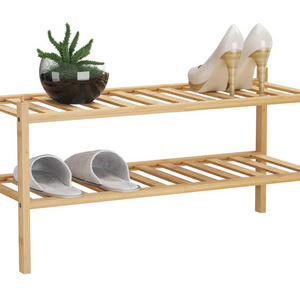 2-Tier Bamboo Modern Wood Shoe Racks Living Room Shoe Storage Organizer Shoe Rack Stand For Home