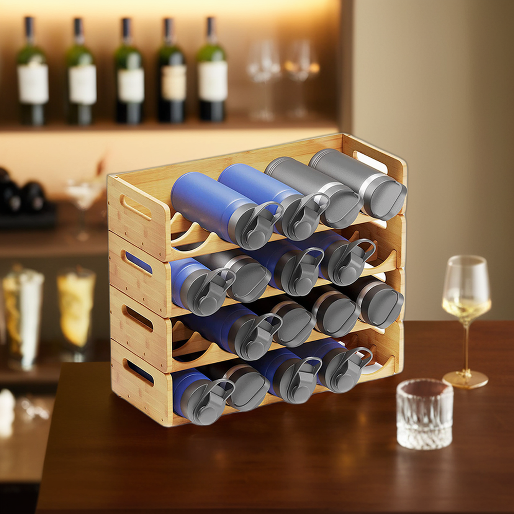 Wholesale Pantry Organization and Storage for Kitchen 4 Tier Cabinet Wine Storage Rack Stackable Water Bottle Organizer