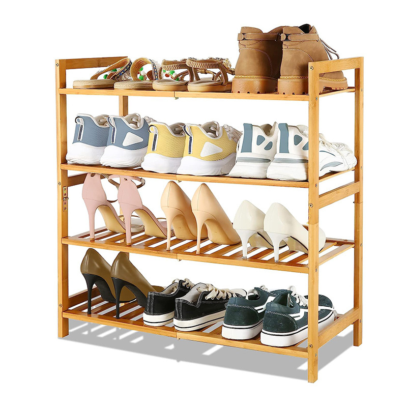 Space Saving Organizer Shelf Free Standing Shoe Display Rack Multi-Functional Storage Shelf for Entryway 4-Tier Shoe Racks