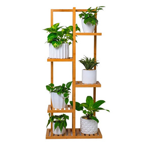 Indoor Outdoor Multiple Bamboo Corner Flower Pot Holder Shelf 5 Tier Plant Stands for Living Room