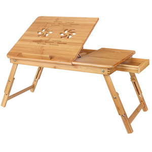 breakfast bed tray with drawer Bamboo lap desk with flip top foldable bamboo laptop table with ventilation holes