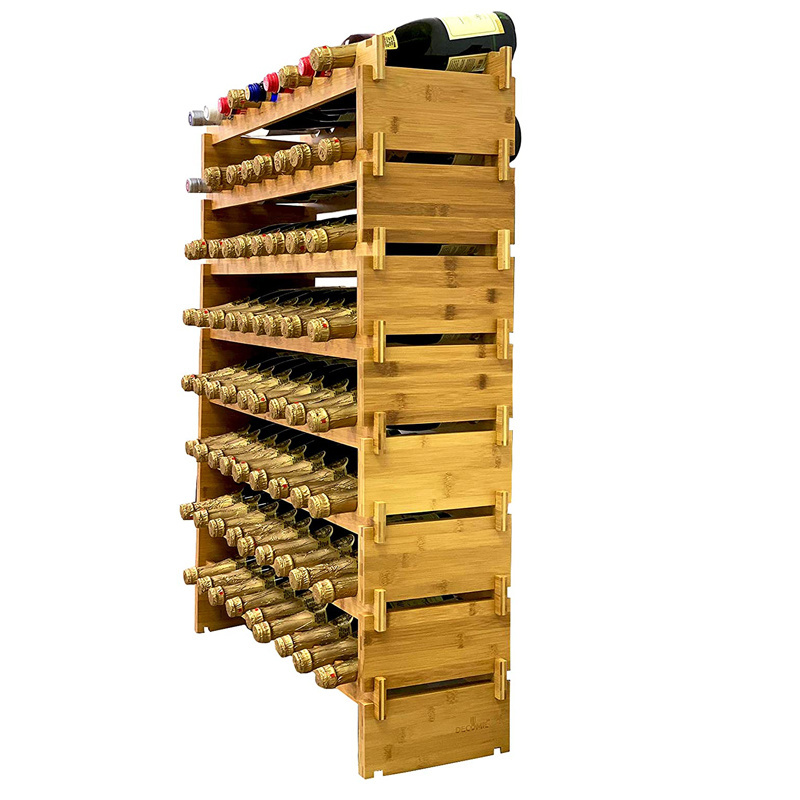 Wholesale Bamboo Stackable 72 Bottles Bottle Wine Rack Freestanding Floor Wine Holder Stand Wine Storage Organizer Display Rack