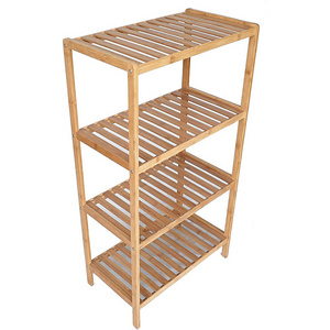 Freestanding Multifunctional Storage Shelving Unit for Kitchen Living Room 4-Tier Bamboo Bathroom Storage Shelf