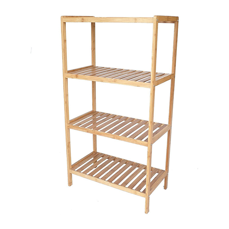 Freestanding Multifunctional Storage Shelving Unit for Kitchen Living Room 4-Tier Bamboo Bathroom Storage Shelf