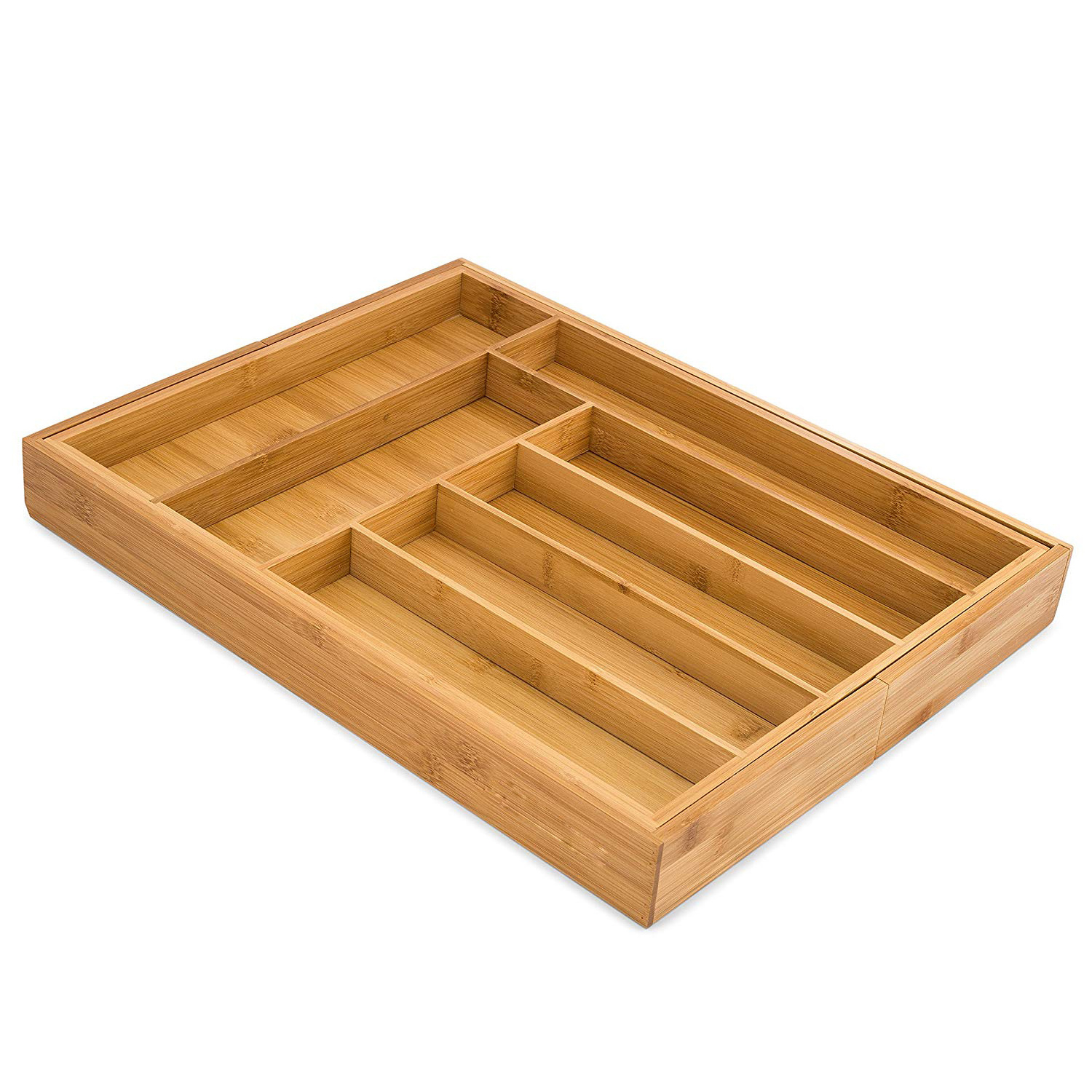 Luxury Extendable Bamboo Kitchen Drawer Organizer Cutlery Drawer Dividers Tray for Flatware and Utensils