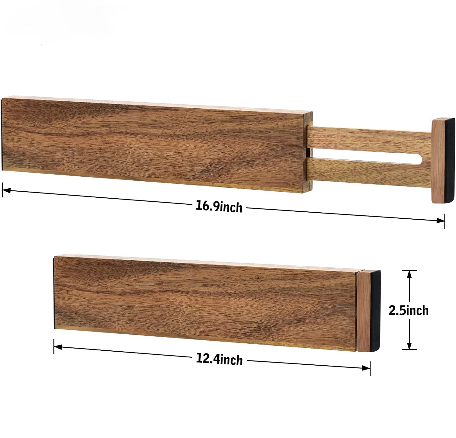 Wholesale Acacia Wood Drawer Divider Adjustable Drawer Dividers Set of 4 Works in Kitchen,Dresser,Bathroom