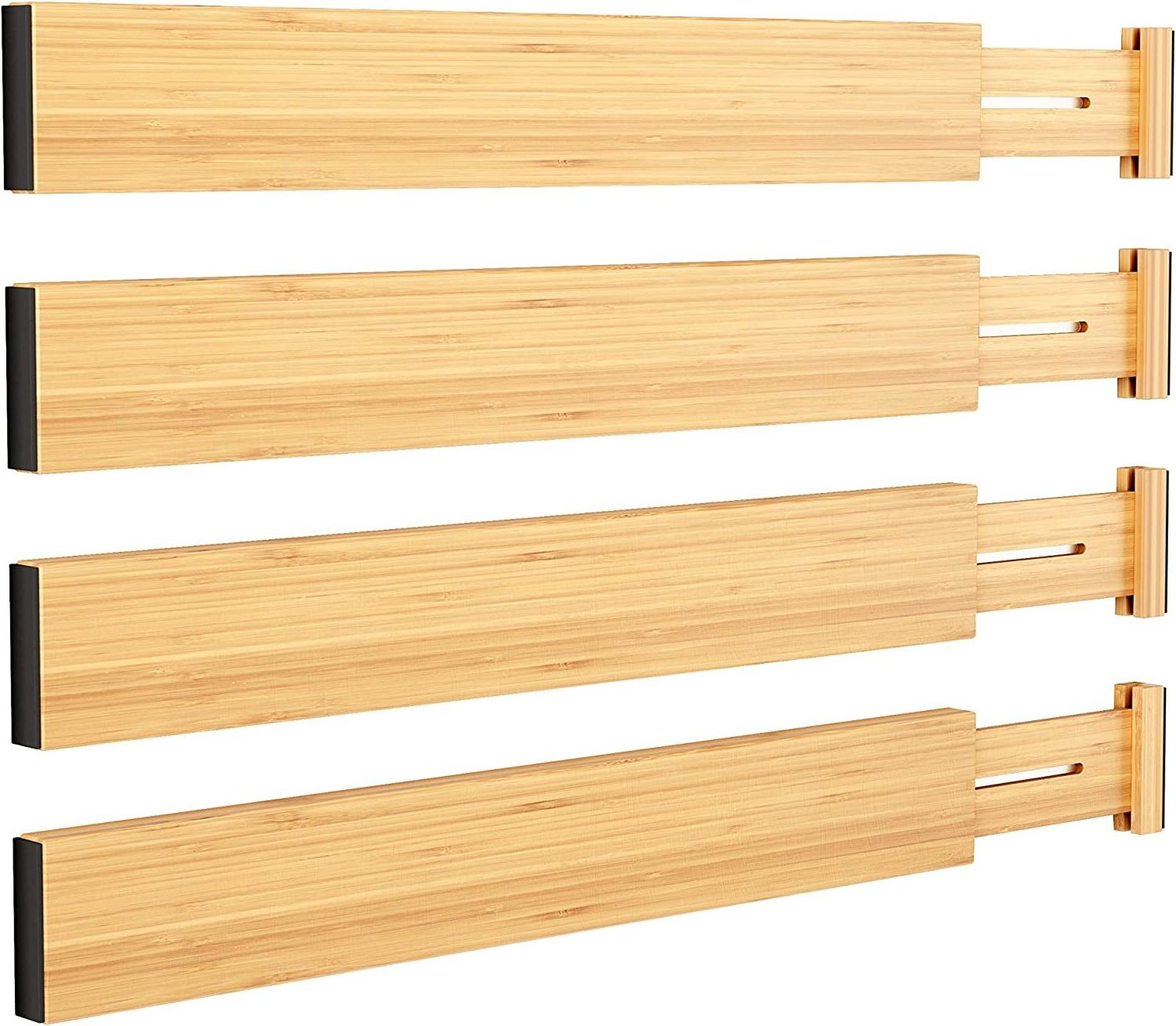 Drawer Dividers Bamboo Separators Organization Expandable Organizers for Kitchen Bedroom Bathroom Dresser Office 4-pack