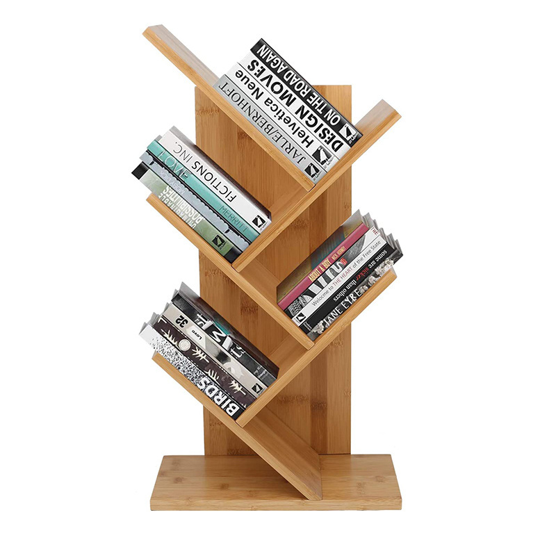 Totally Bamboo Desktop Book Shelf Organizer Floor Standing Bookcase Display Tree Bookshelf for CDs/Magazine/Books