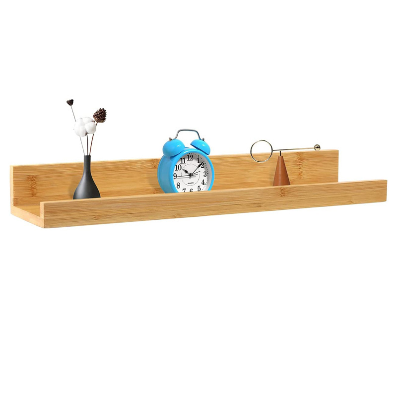 Bamboo Floating Shelves Wall Mounted Decor Storage Shelf Organizer Display Rack for Bathroom,Bedroom,Kitchen,Office