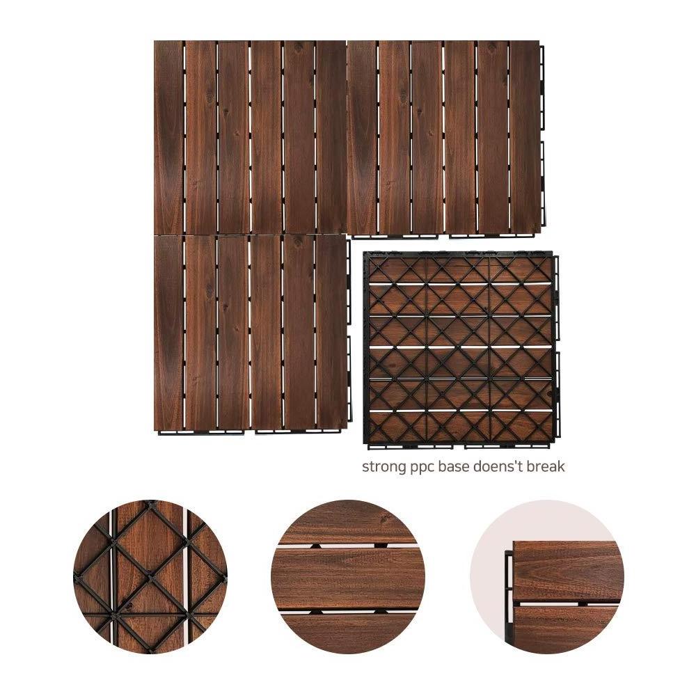 bamboo Hardwood Interlocking Deck Tiles Floor Tiles and Deck Use Natural Wood Outdoor Decking and Flooring, Rain