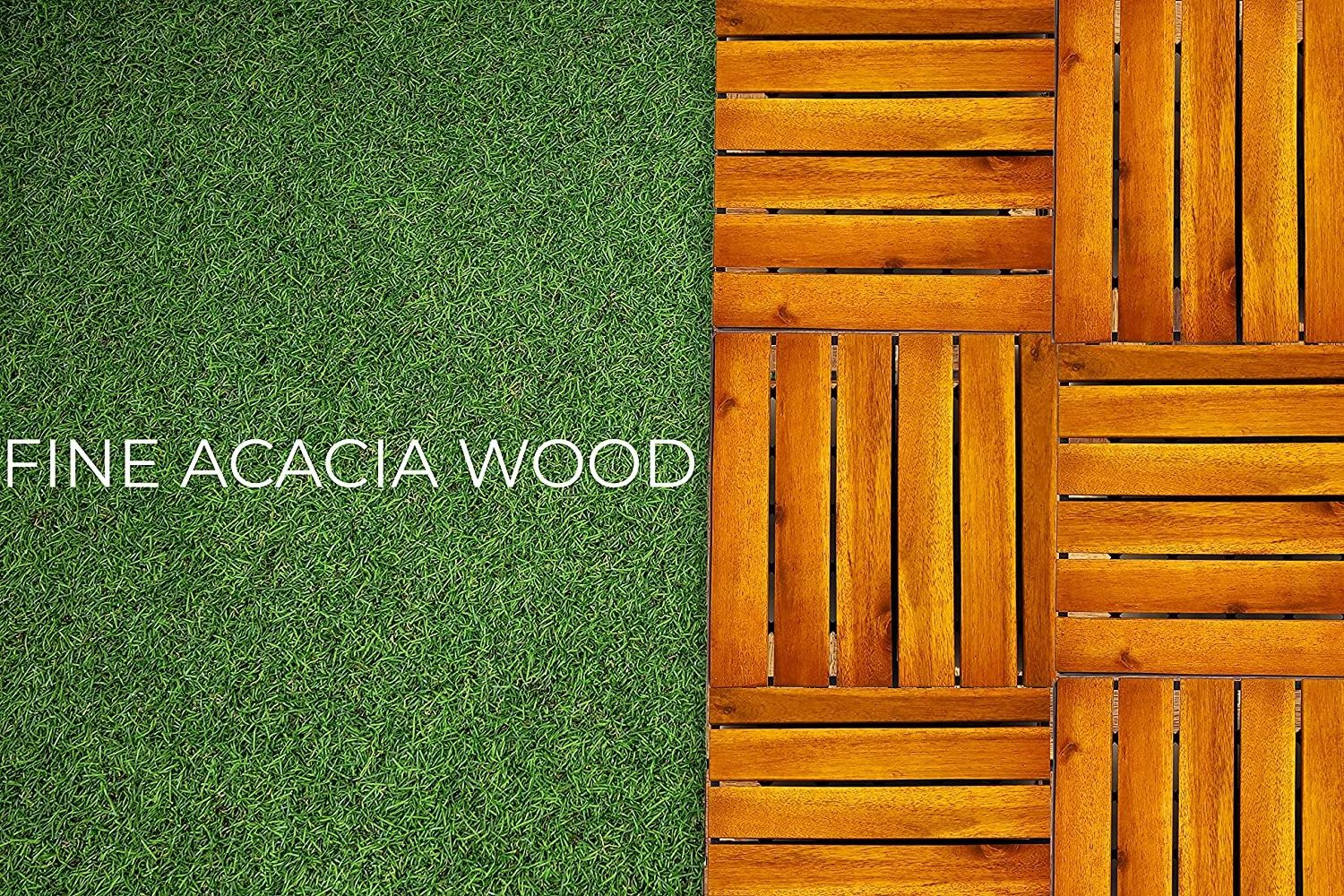 Anti-slip Together Wood Flooring | 12 x 12 Acacia Hardwood Outdoor Flooring for Patio | Click Floor , Outdoors Balcony Flooring