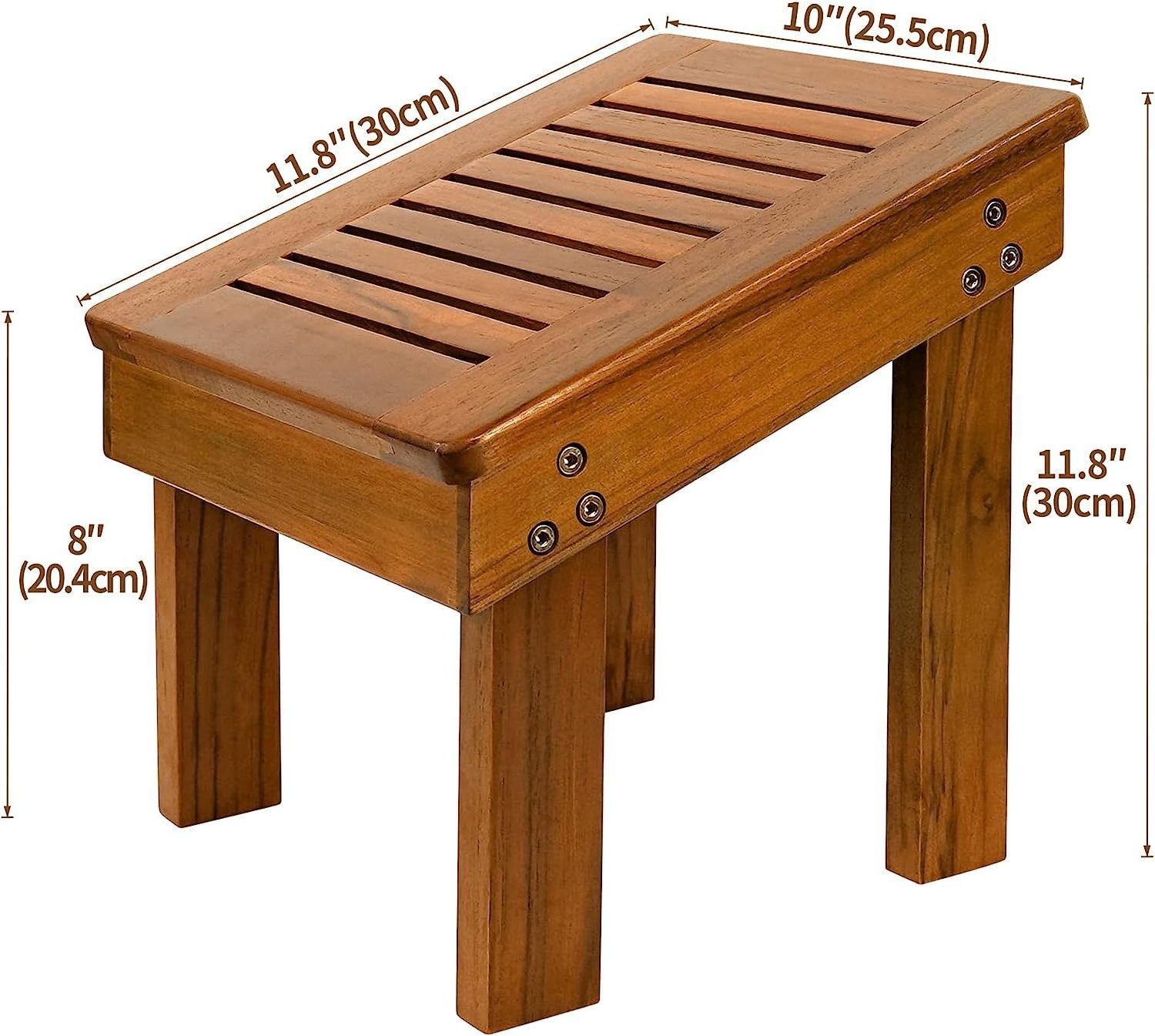 Modern Design Teak Wood Shower Foot Stool Sturdy Foot Rest for Shaving Legs for Bathroom Use at Home