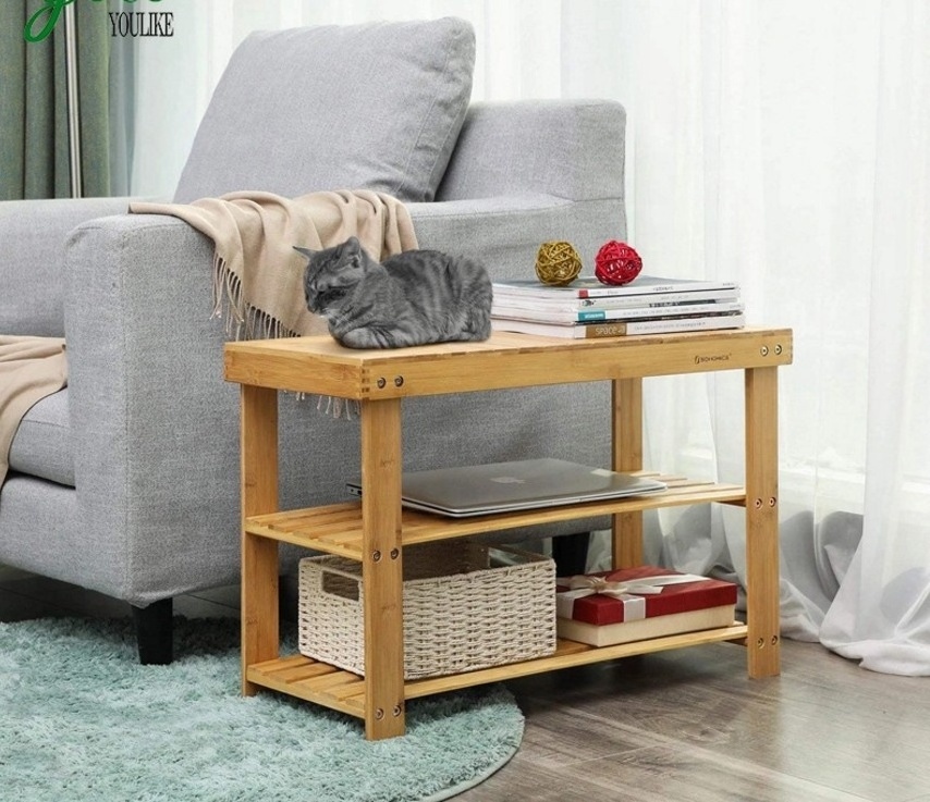 Bamboo Shower Seat Bench with Storage Shelf Towel Holder_BSCI Factory