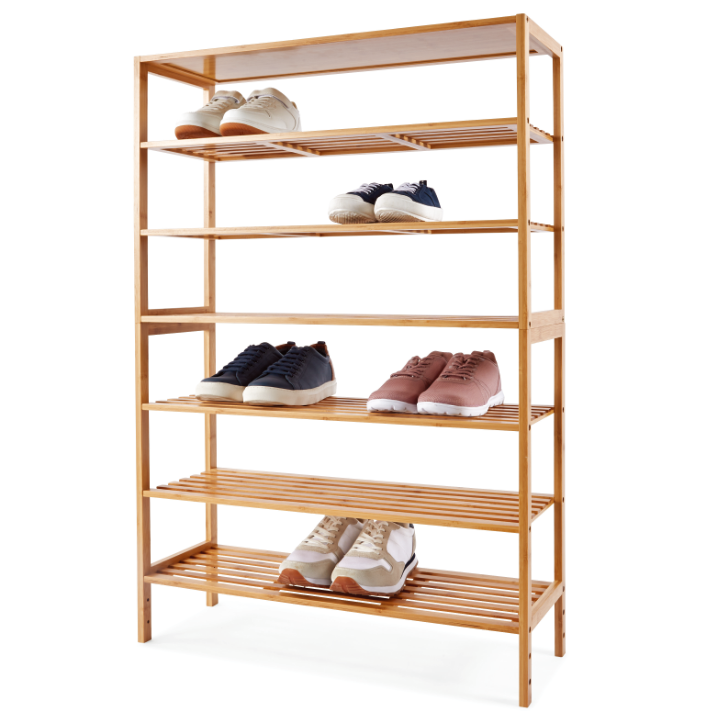 4 Tier bamboo shoe cabinet with  doors, bamboo shoe organizer rack for 9-12 Pairs