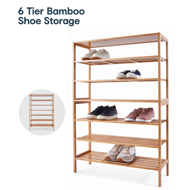 4 Tier bamboo shoe cabinet with  doors, bamboo shoe organizer rack for 9-12 Pairs