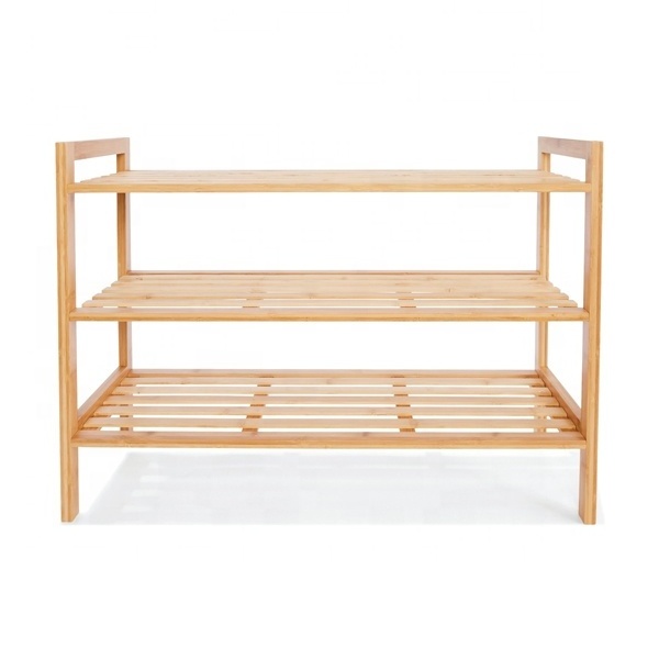 ZB BSCI Factory 3 layer Stackable Bamboo Shoe Rack Storage Rack For Home